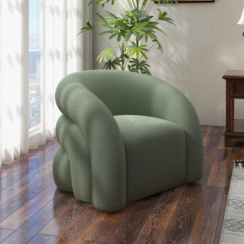 Upholstered Swivel Barrel Chair - Wooden Bazar