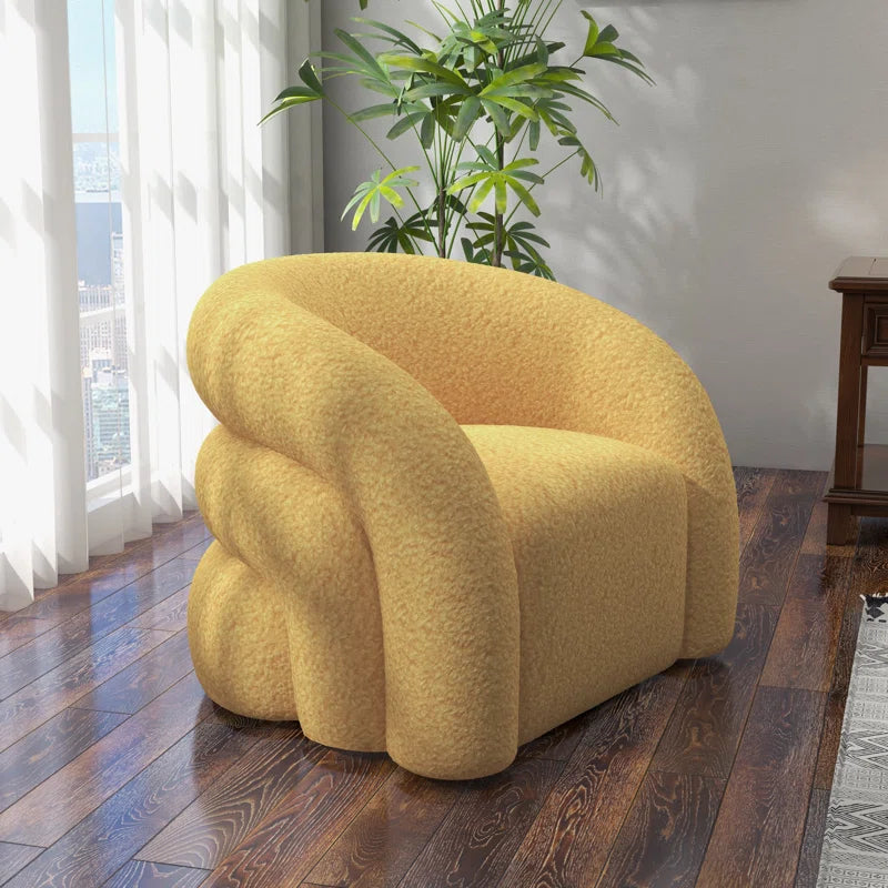 Upholstered Swivel Barrel Chair - Wooden Bazar