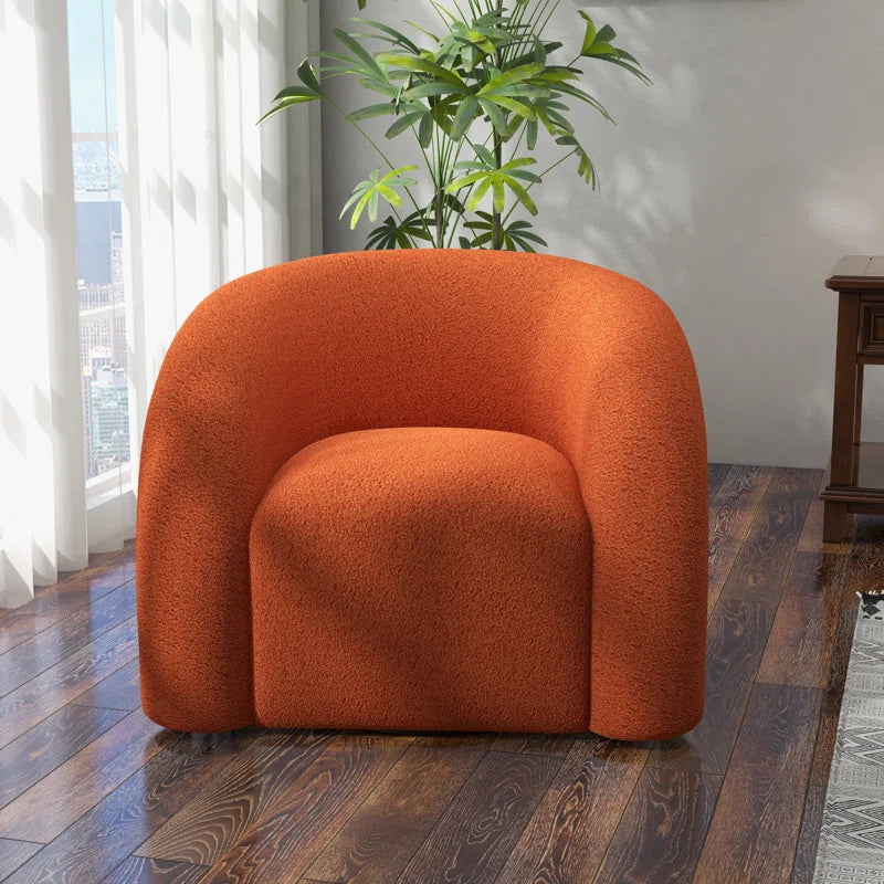 Upholstered Swivel Barrel Chair - Wooden Bazar