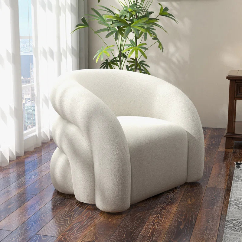 Upholstered Swivel Barrel Chair - Wooden Bazar