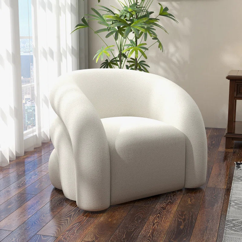 Upholstered Swivel Barrel Chair - Wooden Bazar