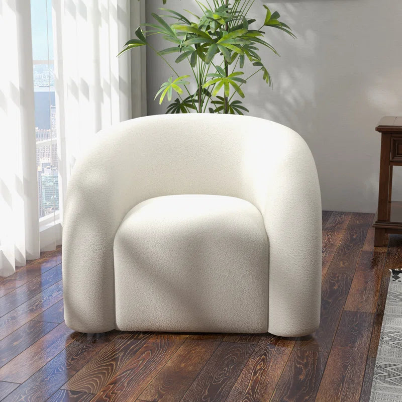 Upholstered Swivel Barrel Chair - Wooden Bazar