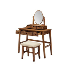 Kaslok Makeup Vanity Set with Stool - Wooden bazar