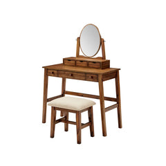 Kaslok Makeup Vanity Set with Stool - Wooden bazar