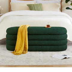 Efel  Polyester Upholstered Storage Bench - Wooden Bazar