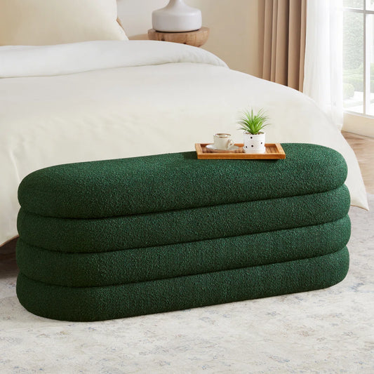 Efel  Polyester Upholstered Storage Bench - Wooden Bazar
