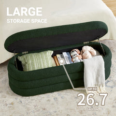 Efel  Polyester Upholstered Storage Bench - Wooden Bazar