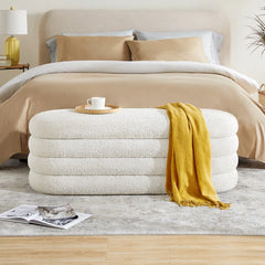 Efel  Polyester Upholstered Storage Bench - Wooden Bazar