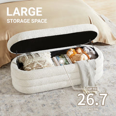 Efel  Polyester Upholstered Storage Bench - Wooden Bazar