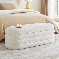 Efel  Polyester Upholstered Storage Bench - Wooden Bazar