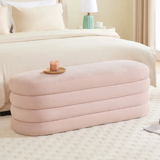 Efel  Polyester Upholstered Storage Bench - Wooden Bazar