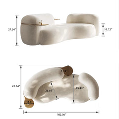 Shikar Curved Modern 3-Seater Sofa with Built-In Gold Tray - Wooden Bazar