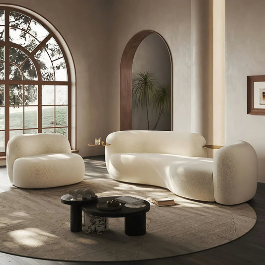 Shikar Curved Modern 3-Seater Sofa with Built-In Gold Tray - Wooden Bazar