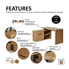 Niviey L-Shaped Writing Desk - Wooden Bazar