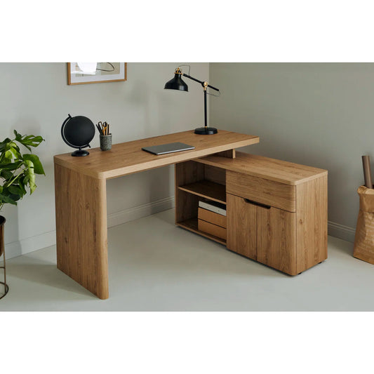 Niviey L-Shaped Writing Desk - Wooden Bazar