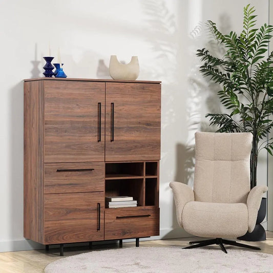 Gremio Stylish Solid Wood Roswell Storage Cabinet - Wooden Bazar