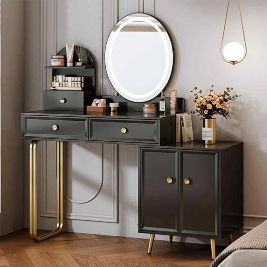 Raniya Vanity dressing table with lighted mirror and stool