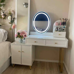 Raniya Vanity dressing table with lighted mirror and stool