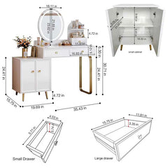 Raniya Vanity dressing table with lighted mirror and stool