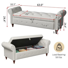 Jion Upholstered Storage Bench - Wooden Bazar