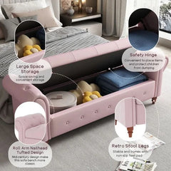 Jion Upholstered Storage Bench - Wooden Bazar