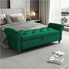 Jion Upholstered Storage Bench - Wooden Bazar