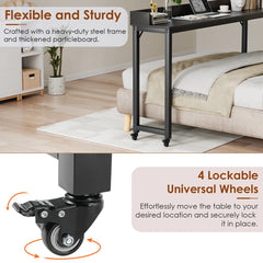 Rolling Bed Desk & Writing Desk for Queen and Full Size Beds, MDF Panel with Metal Legs