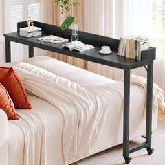Rolling Bed Desk & Writing Desk for Queen and Full Size Beds, MDF Panel with Metal Legs