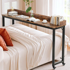 Rolling Bed Desk & Writing Desk for Queen and Full Size Beds, MDF Panel with Metal Legs