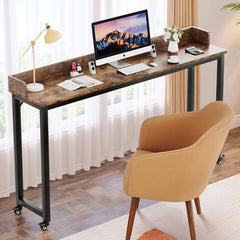 Rolling Bed Desk & Writing Desk for Queen and Full Size Beds, MDF Panel with Metal Legs