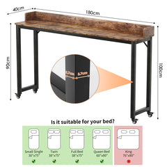 Rolling Bed Desk & Writing Desk for Queen and Full Size Beds, MDF Panel with Metal Legs