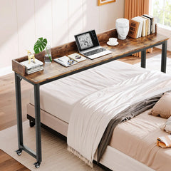 Rolling Bed Desk & Writing Desk for Queen and Full Size Beds, MDF Panel with Metal Legs