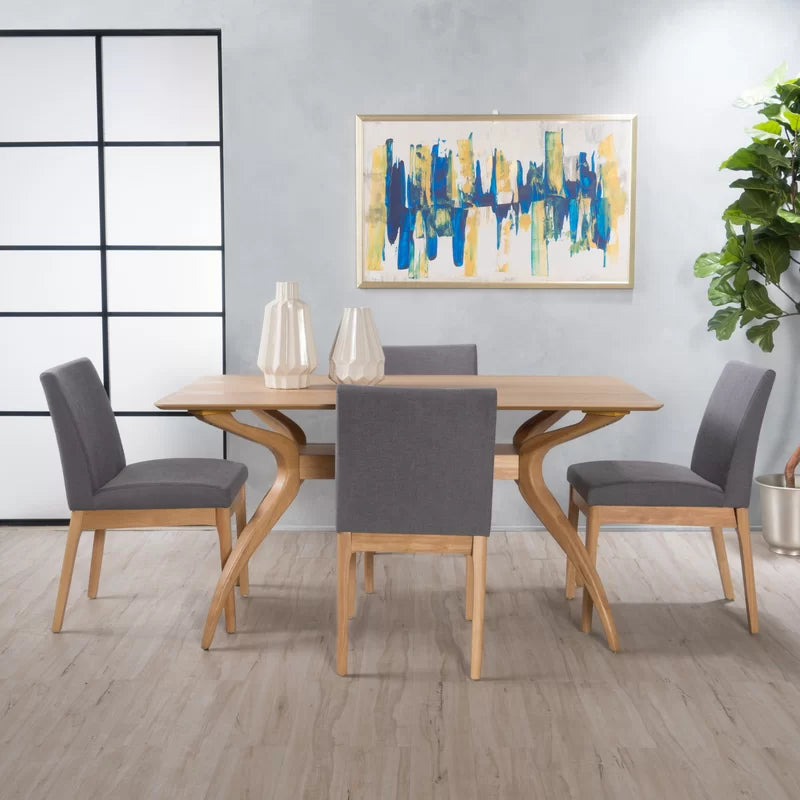 Kazxty 4 Seater Wooden Dining Table Set in Natural Oak - Wooden Bazar