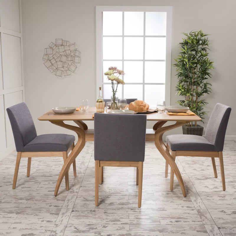 Kazxty 4 Seater Wooden Dining Table Set in Natural Oak - Wooden Bazar