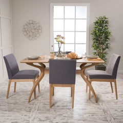 Kazxty 4 Seater Wooden Dining Table Set in Natural Oak - Wooden Bazar