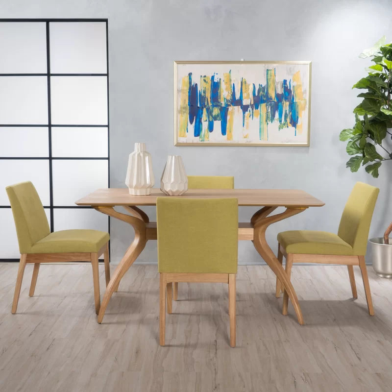 Kazxty 4 Seater Wooden Dining Table Set in Natural Oak - Wooden Bazar