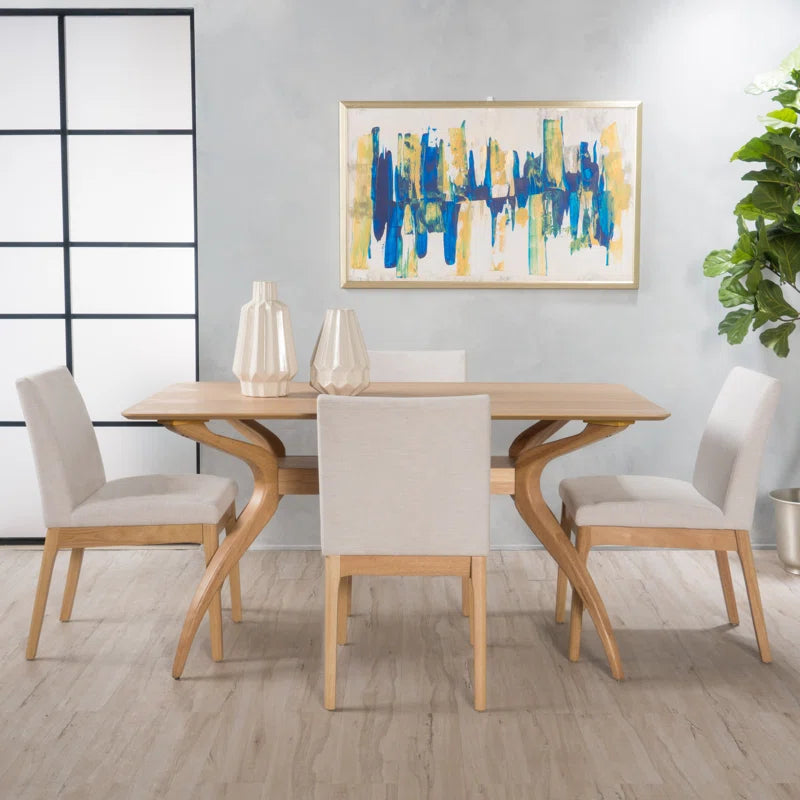 Kazxty 4 Seater Wooden Dining Table Set in Natural Oak - Wooden Bazar