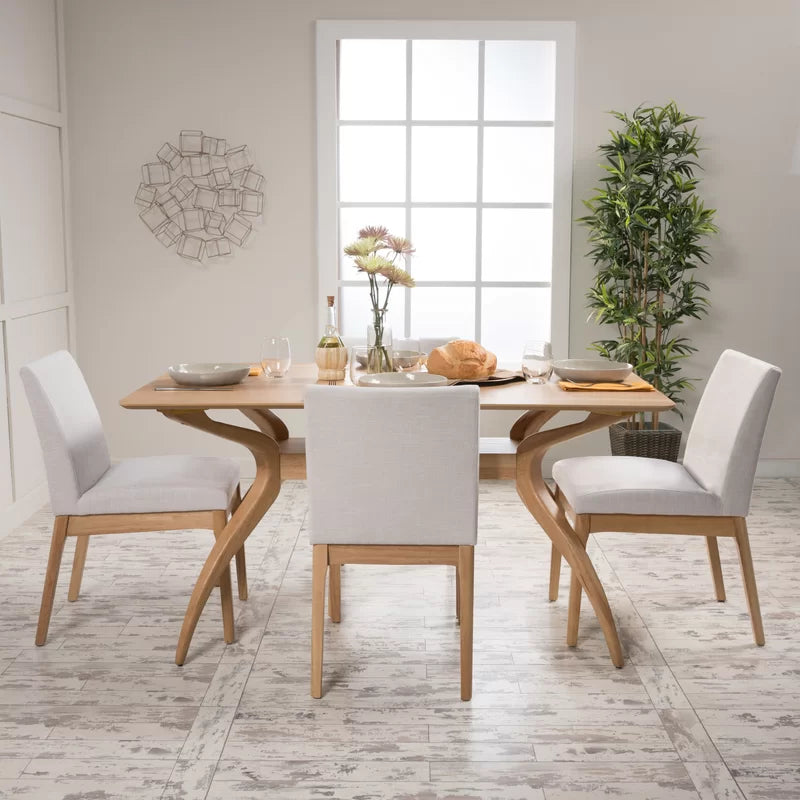 Kazxty 4 Seater Wooden Dining Table Set in Natural Oak - Wooden Bazar