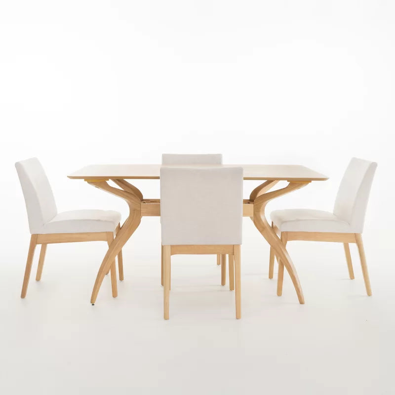 Kazxty 4 Seater Wooden Dining Table Set in Natural Oak - Wooden Bazar