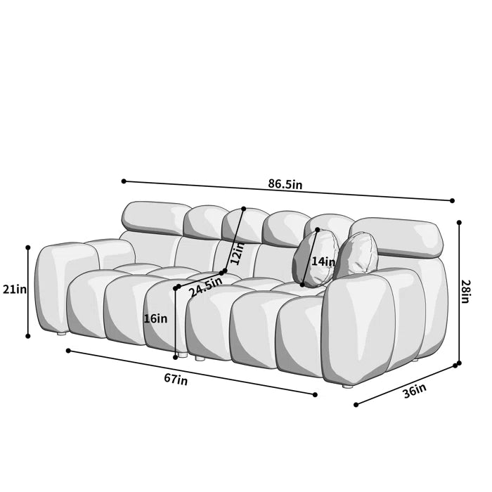 Davorine 2 - Piece Living Room Luxury Sofa Set