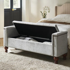 Storage Bench with Two Circular Pillows and Solid Wood Legs