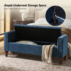 Storage Bench with Two Circular Pillows and Solid Wood Legs
