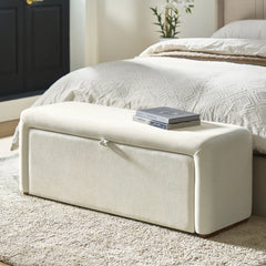 Side-opening Storage Bench with Padded Cushion and Solid Wood Legs