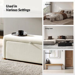 Side-opening Storage Bench with Padded Cushion and Solid Wood Legs
