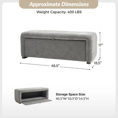 Side-opening Storage Bench with Padded Cushion and Solid Wood Legs