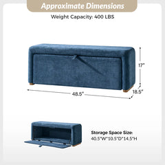 Side-opening Storage Bench with Padded Cushion and Solid Wood Legs