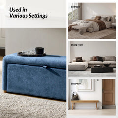 Side-opening Storage Bench with Padded Cushion and Solid Wood Legs