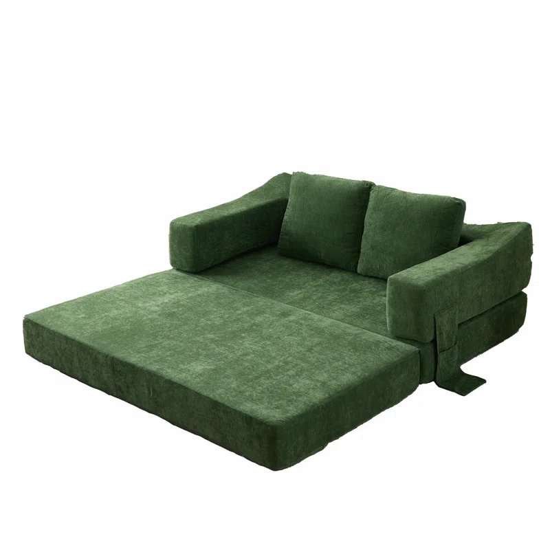 Upholstered Convertible Sleeper Sofa - Wooden Bazar