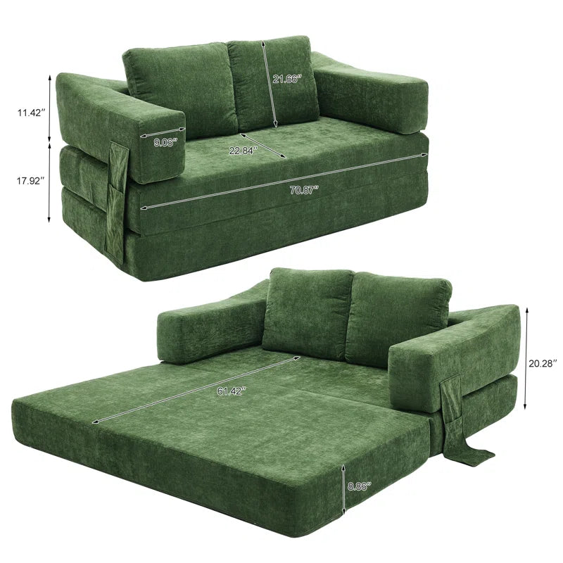 Upholstered Convertible Sleeper Sofa - Wooden Bazar