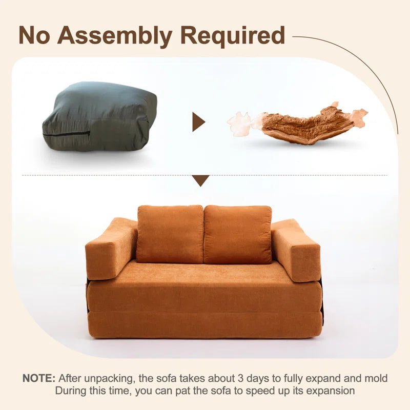 Upholstered Convertible Sleeper Sofa - Wooden Bazar